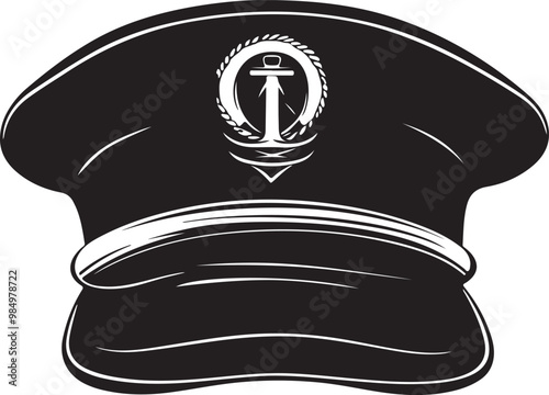 sailor captain hat silhouette vector