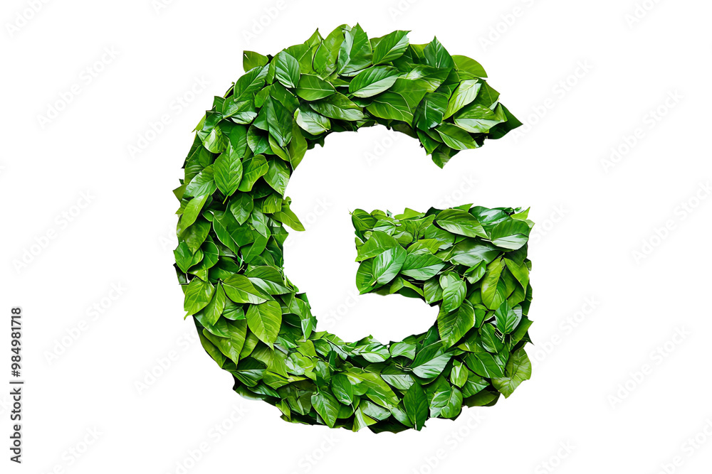 Letter G with Green Leaf Texture and Botanical Typography, Nature-Inspired Alphabet Design on Transparent Background, Perfect for Eco-Friendly and Decorative Themes Letter G with Green Leaf Texture and Botanical Typography, Nature-Inspired Alphabet Design on Transparent Background, Perfect for Eco-Friendly and Decorative Themes