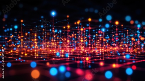 Wallpaper Mural A city street lined with IoT-enabled lampposts, adjusting lighting based on environmental conditions, showcasing the future of smart urban infrastructure. Torontodigital.ca