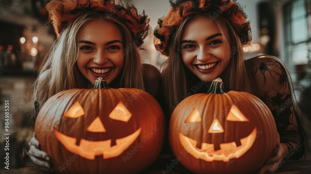 Enchanting Halloween: Magical Witches and Glowing Pumpkins Enchanting Halloween: Magical Witches and Glowing Pumpkins