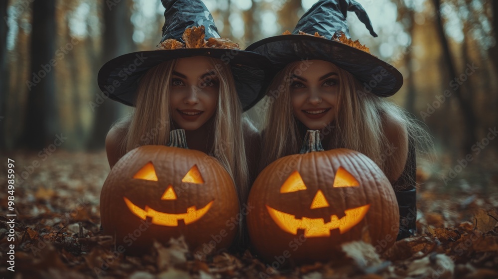 Enchanting Halloween: Magical Witches and Glowing Pumpkins Enchanting Halloween: Magical Witches and Glowing Pumpkins
