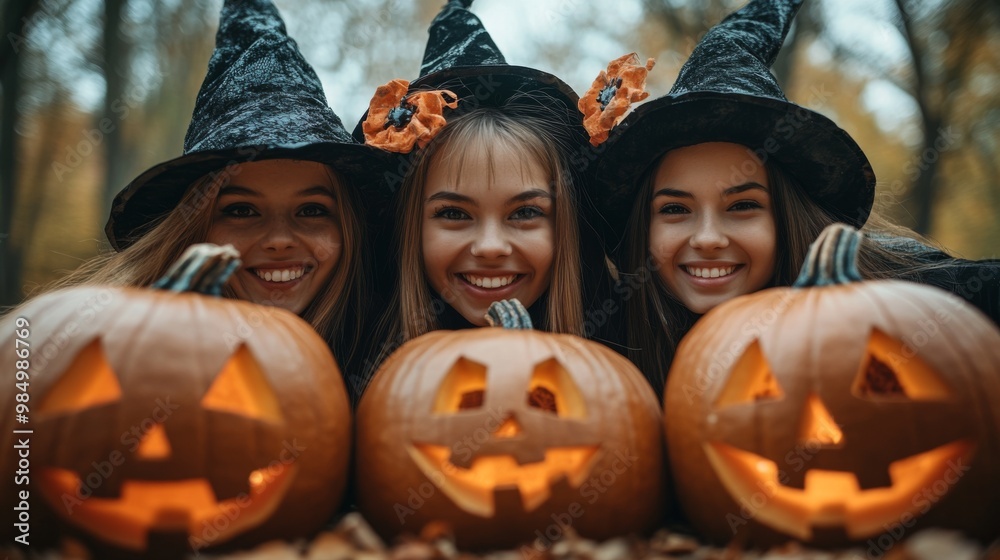 Enchanting Halloween: Magical Witches and Glowing Pumpkins Enchanting Halloween: Magical Witches and Glowing Pumpkins