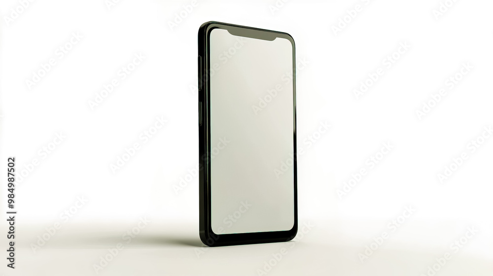 The phone's screen is completely white, set against an all-white background. The phone's screen is completely white, set against an all-white background.