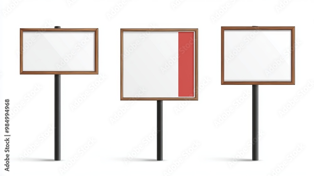 A vector illustration of blank white signboards, offering versatile templates for various design purposes A vector illustration of blank white signboards, offering versatile templates for various design purposes