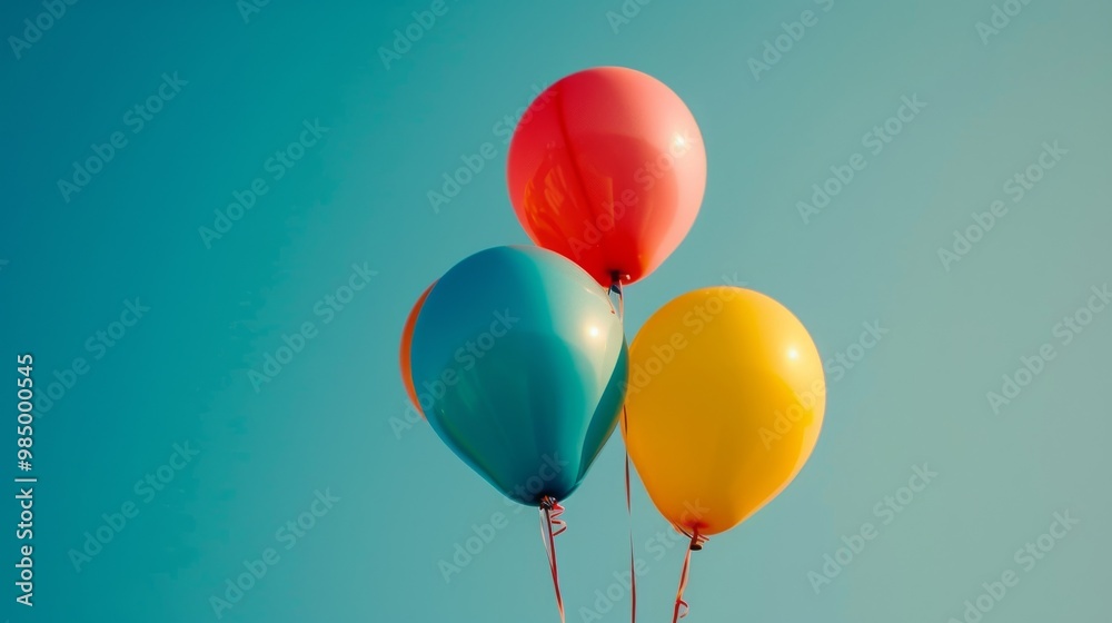 colorful balloons floating freely against a clear blue sky colorful balloons floating freely against a clear blue sky