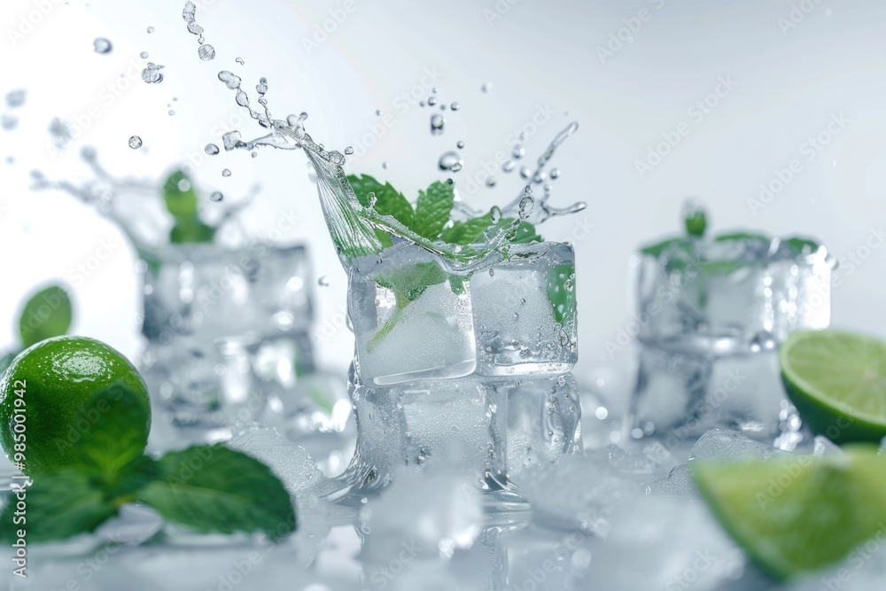 Refreshing Mojito ingredients on white background. Refreshing Mojito ingredients on white background.