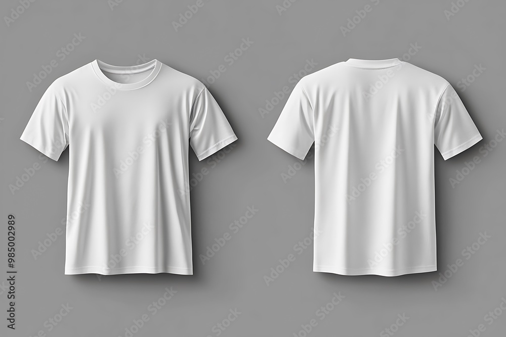Blank White T Shirt Mockup Front and Back View on Grey Background Blank White T Shirt Mockup Front and Back View on Grey Background