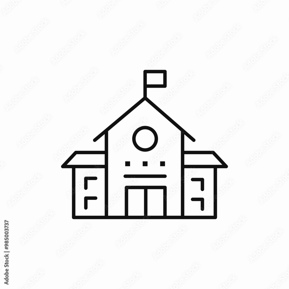 school building education icon sign vector school building education icon sign vector