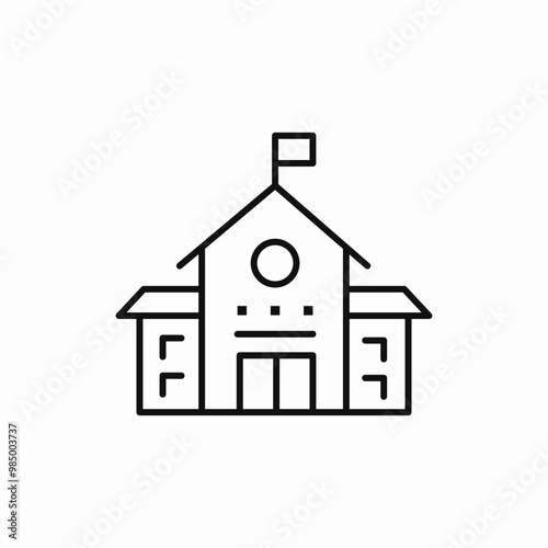 school building education icon sign vector