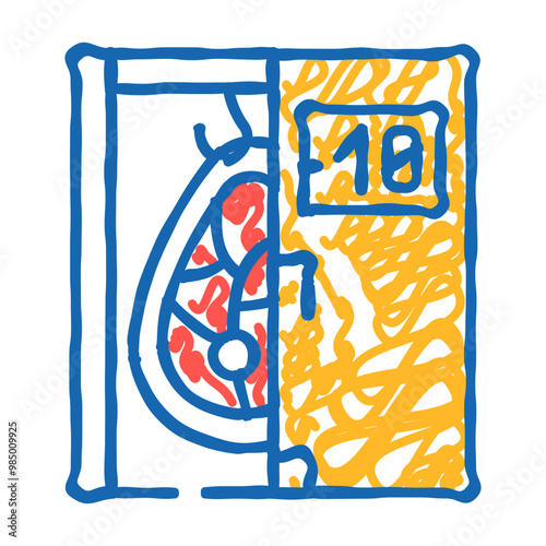 industrial refrigerator for meat doodle icon sketch vector. industrial refrigerator for meat sign. isolated symbol illustration
