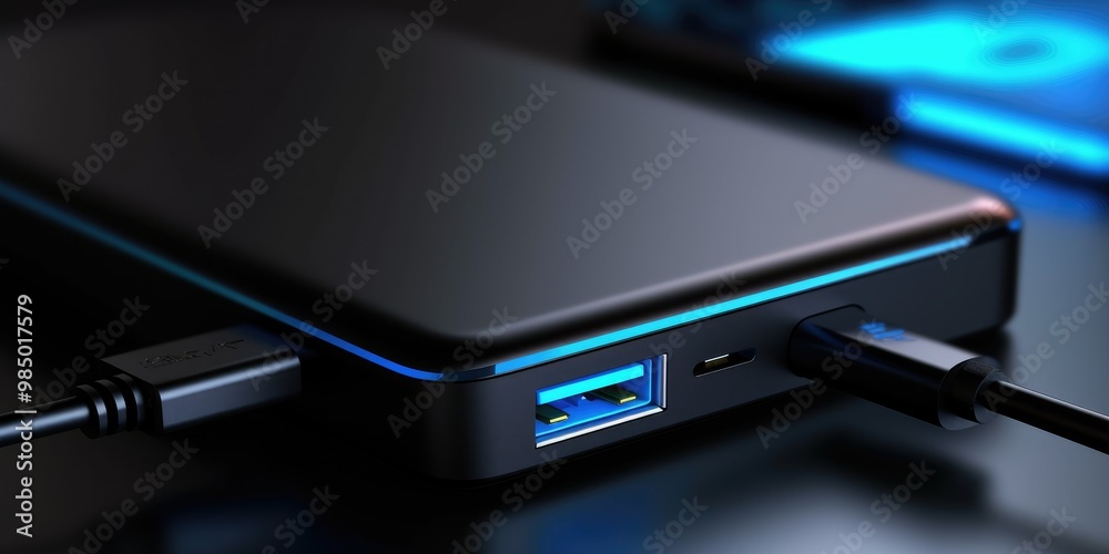 external backup hard drive or usb high speed charger for power and storage mobility devices. representing modern storage solutions. Simple, compact, and efficient for digital needs.