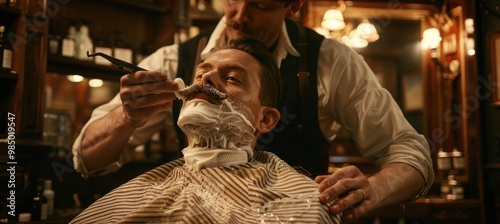 Wallpaper Mural Classic Barber Shop Shaving Service - Traditional Craftsmanship in Vintage Decor Setting Torontodigital.ca