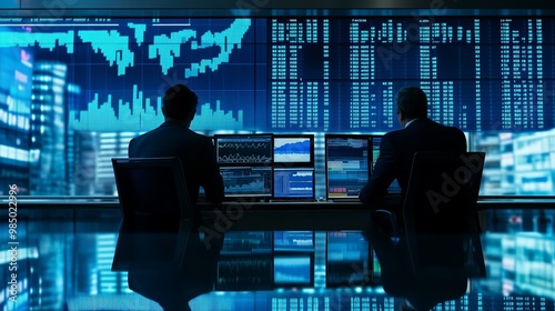 trader in glasses analyzes stock growth chart	
