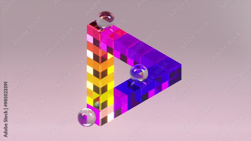 A vibrant 3D geometric shape creating an optical illusion, featuring ...