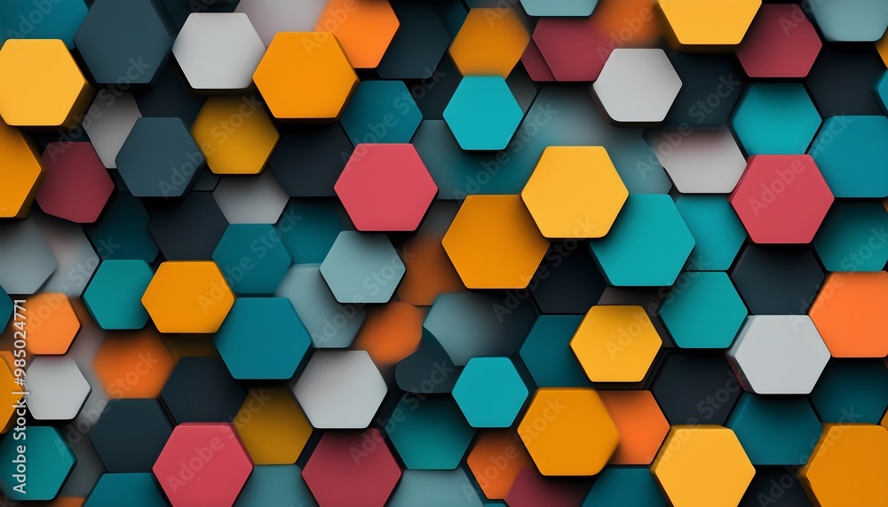 A seamless illustration of multicolored hexagons A seamless illustration of multicolored hexagons
