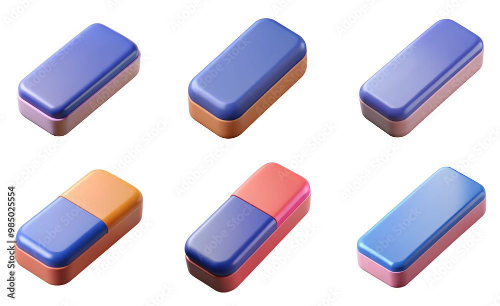 PNG eraser 3d collection, in cartoon style minimal on transparent, white background, isolate
PNG eraser 3d collection, in cartoon style minimal on transparent, white background, isolate