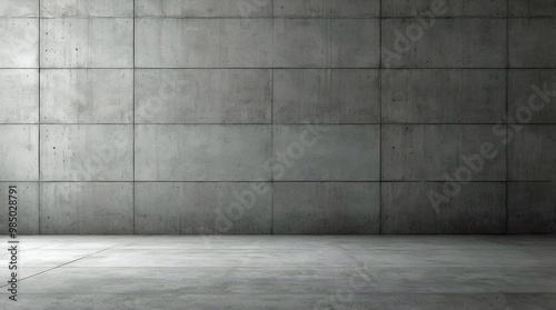 Large Minimalist Concrete Wall with Horizontal Panel Divisions and a Clean Gray Floor in Modern Industrial Space