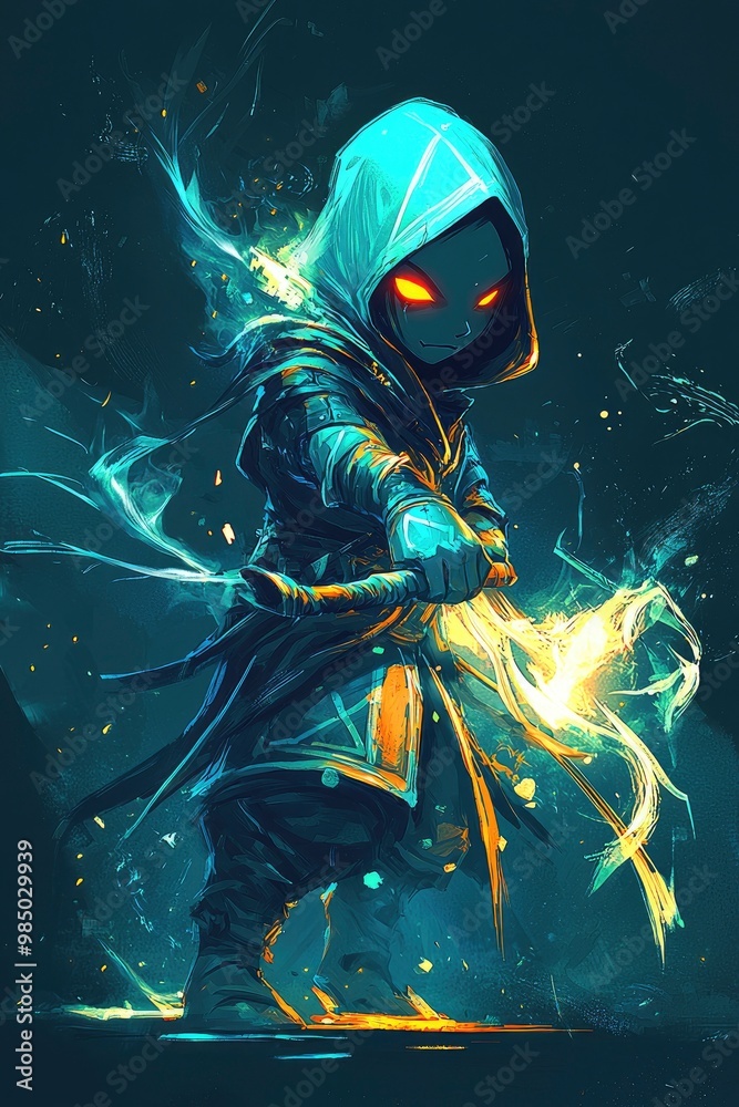 Mystical Warrior with Glowing Staff Mystical Warrior with Glowing Staff