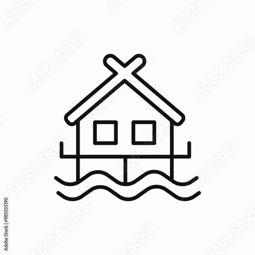 sea house icon sign vector