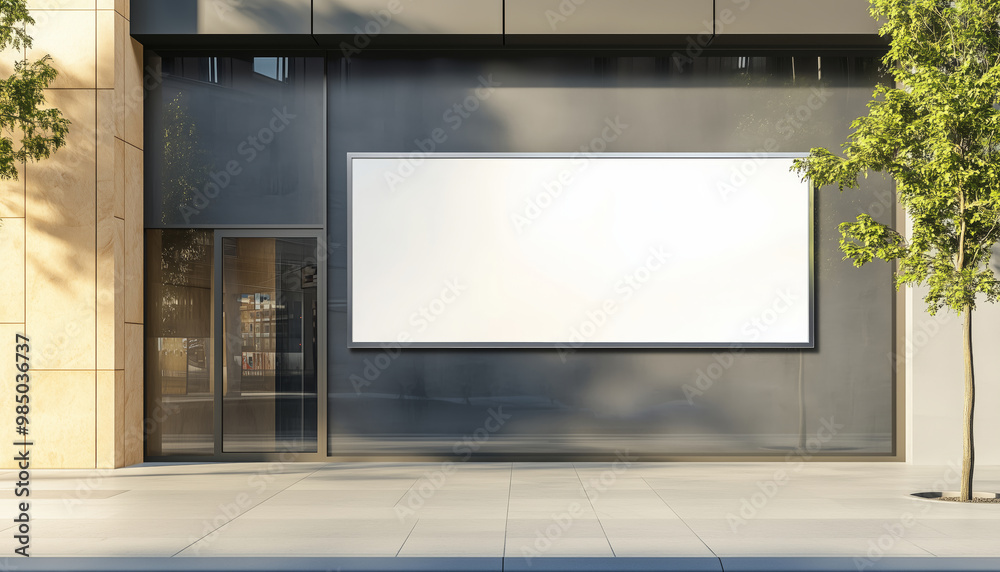 A modern blank storefront in a bustling urban area showcasing potential for creative expression and unique business opportunities A modern blank storefront in a bustling urban area showcasing potential for creative expression and unique business opportunities