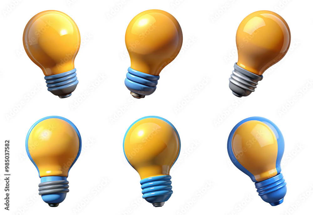 PNG light bulb 3d collection, in cartoon style minimal on transparent, white background, isolate
PNG light bulb 3d collection, in cartoon style minimal on transparent, white background, isolate