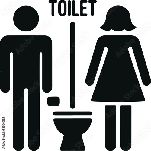 Monochrome Cosmonaut Men And Women Restroom Logo Icon For Emblems, Badges And Levels Vector Illustration