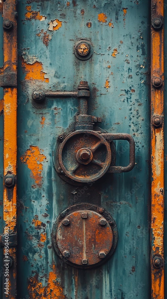 Close-up of Rusty Metal Panel with Industrial Details Close-up of Rusty Metal Panel with Industrial Details