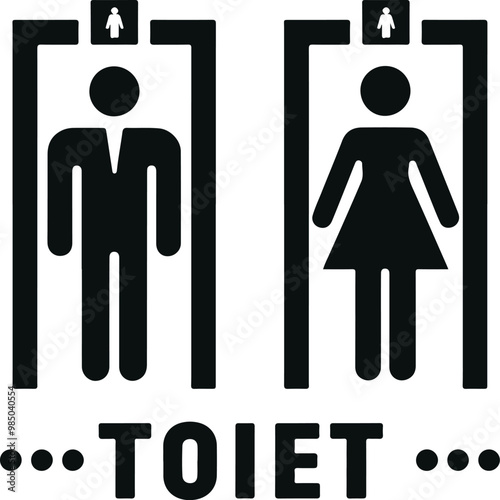 Monochrome Cosmonaut Men And Women Restroom Logo Icon For Emblems, Badges And Levels Vector Illustration