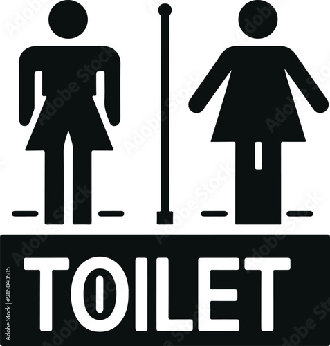 Monochrome Cosmonaut Men And Women Restroom Logo Icon For Emblems, Badges And Levels Vector Illustration