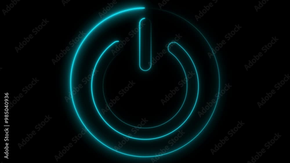 Neon glowing power button icon animated on a black background ,The appearance of neon symbol power off ,alpha channel Premultiplied Neon glowing power button icon animated on a black background ,The appearance of neon symbol power off ,alpha channel Premultiplied