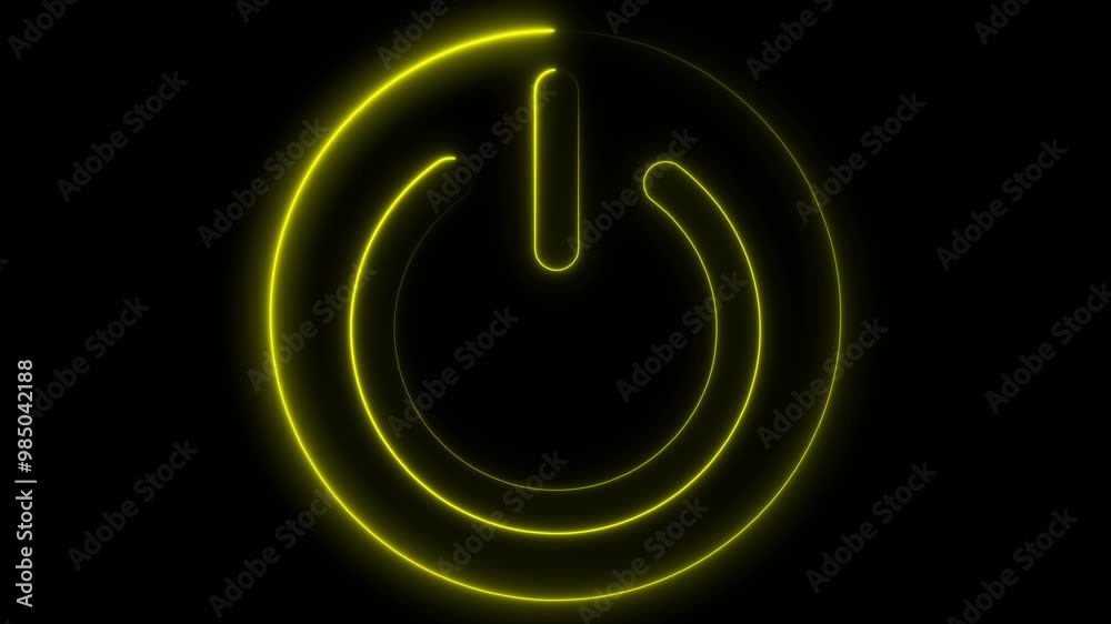 Neon glowing power button icon animated on a black background ,The appearance of neon symbol power off ,alpha channel Premultiplied Neon glowing power button icon animated on a black background ,The appearance of neon symbol power off ,alpha channel Premultiplied