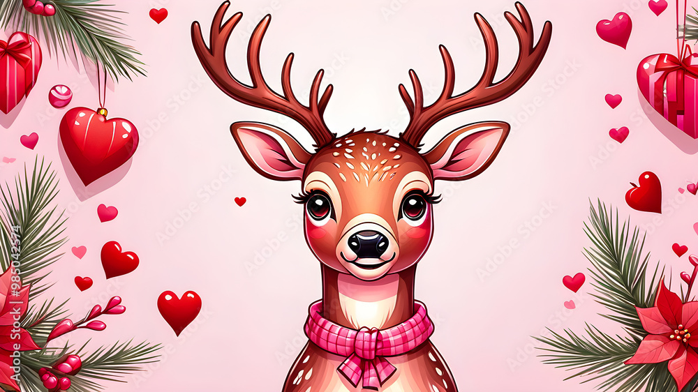 cute deer with gifts. festive new year concept cute deer with gifts. festive new year concept