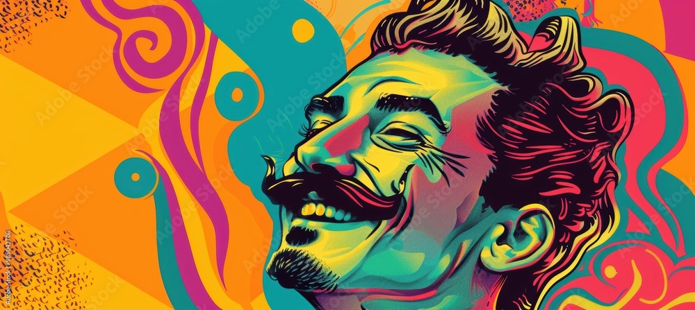 Vibrant Grooming Service Banner with Smiling Man and Bold Design for Barbershop Promotion Vibrant Grooming Service Banner with Smiling Man and Bold Design for Barbershop Promotion