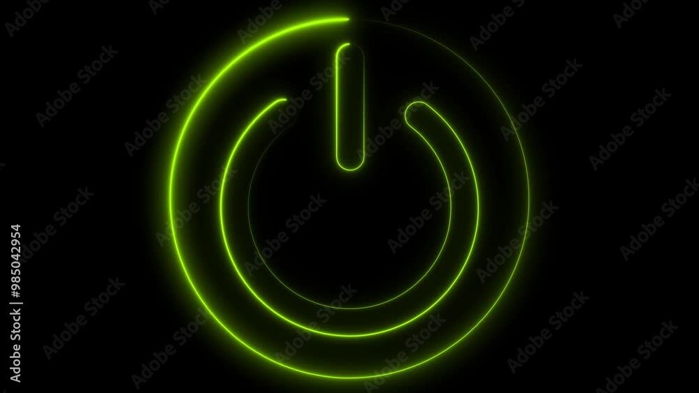 Neon glowing power button icon animated on a black background ,The appearance of neon symbol power off ,alpha channel Premultiplied Neon glowing power button icon animated on a black background ,The appearance of neon symbol power off ,alpha channel Premultiplied