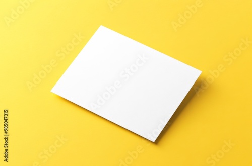 Mock-Up of an Embossed Foil Business Postcard with Rounded Corners on a Yellow Background, Perfect for Text and Logo Placement in a Modern Design Style.