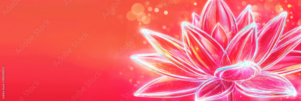 Glowing pink lotus flower on a bright background. Glowing pink lotus flower on a bright background.