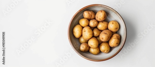 Raw And Fresh Baby Potatoes Artfully Arranged In A Bowl And Set On White Background