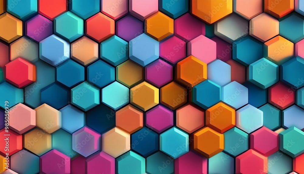 A colorful and seamless background of hexagons A colorful and seamless background of hexagons