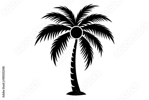 Coconut palm tree icon, simple style palm tree silhouette.