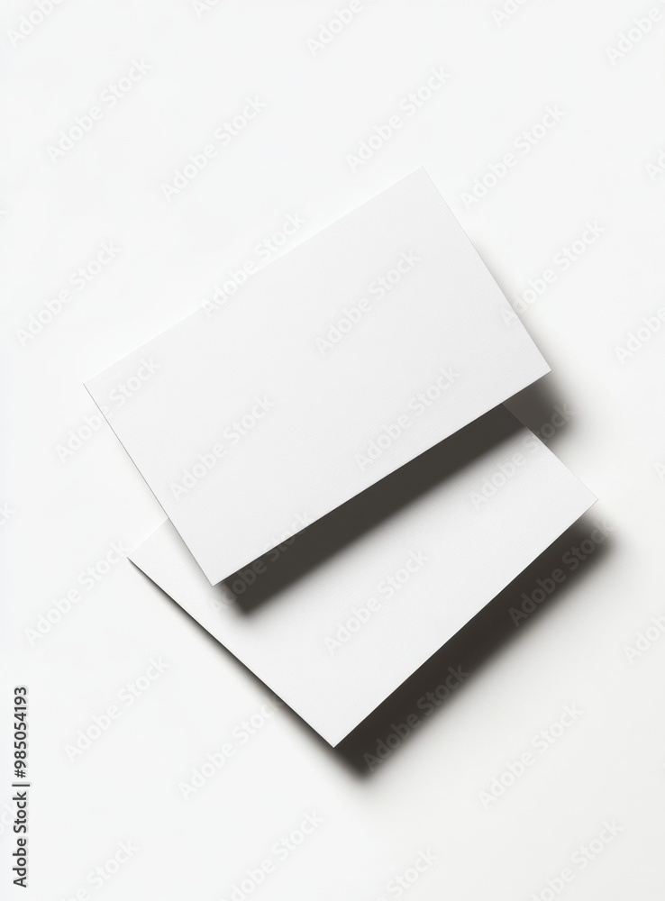 White Business Card Layered on Light Grey Background, Ideal for Branding and Professional Use. White Business Card Layered on Light Grey Background, Ideal for Branding and Professional Use.