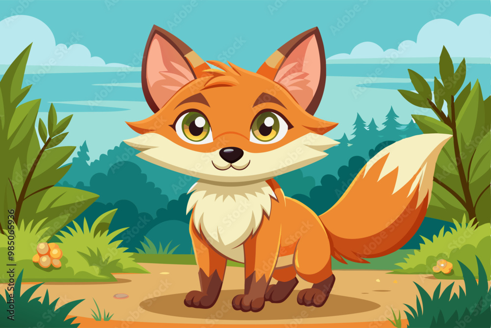 Obraz premium cute cartoon red fox