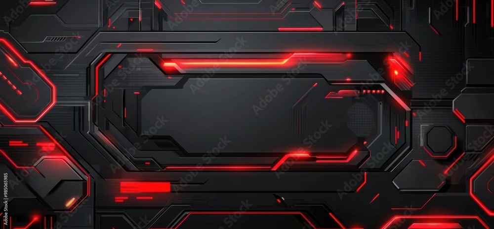 Abstract cyberpunk theme technology gaming sci-fi design banner black red interface background wallpaper AI generated image Abstract cyberpunk theme technology gaming sci-fi design banner black red interface background wallpaper AI generated image