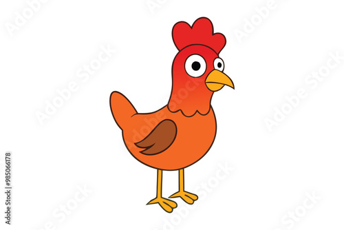 Adorable chicken vector illustration in a fun cartoon style ideal for children’s designs, products, and decorations for a joyful and lively touch