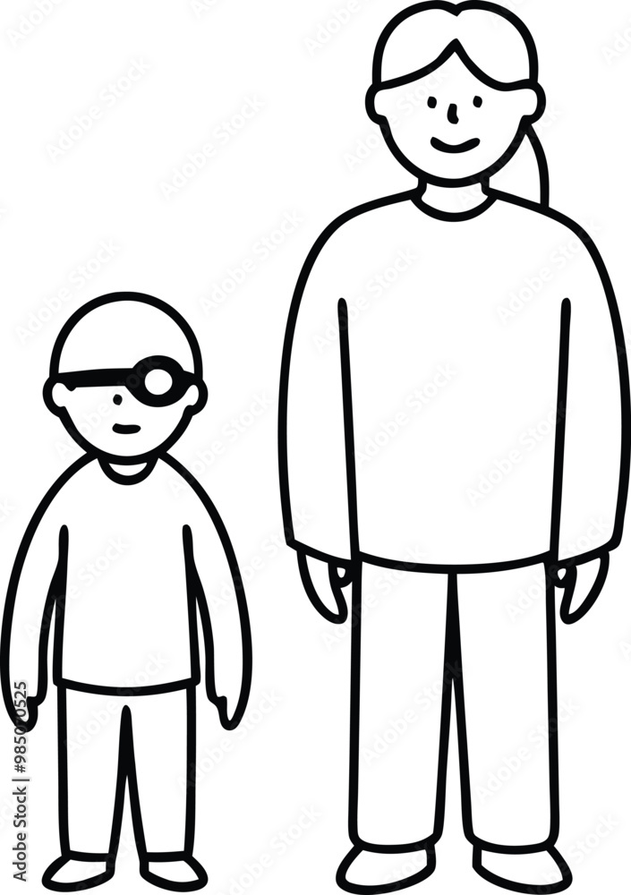 Together We Shine Child with Visually Impaired Parent Vector Artwork
