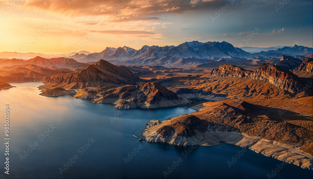 Fototapeta premium Lake Mead, Lake Mohave at Lake Mead National Recreation Area, Bullhead Nevada, Lake in a Desert