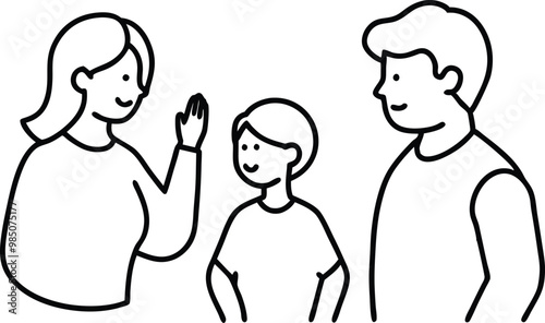 Family Connections Child with Hearing Impaired Parents Vector Design
