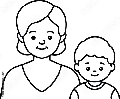 Joyful Moments Child Living with Grandmother Vector Illustration 