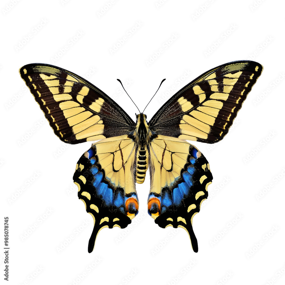 Fototapeta premium A yellow butterfly with black stripes