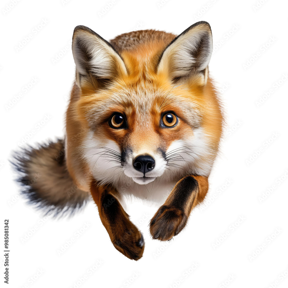 Red fox looking up at the camera Red fox looking up at the camera