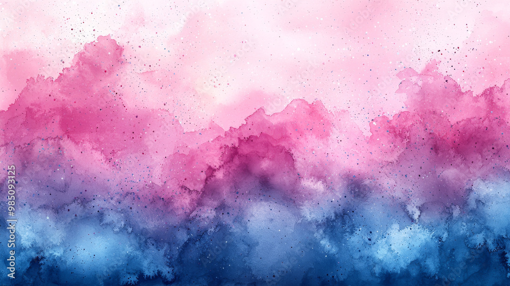 Obraz premium Abstract watercolor background with pink and blue tones.